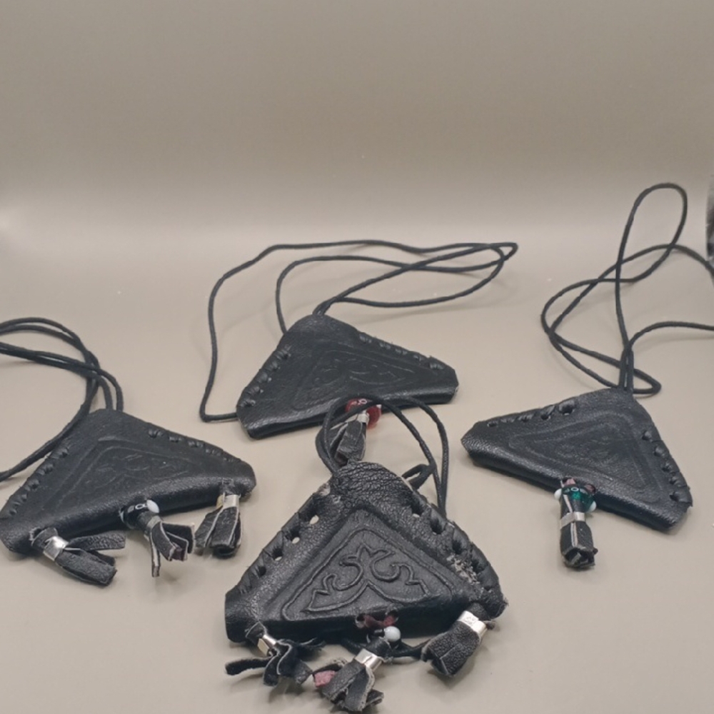 Black Leather Triangle Necklaces